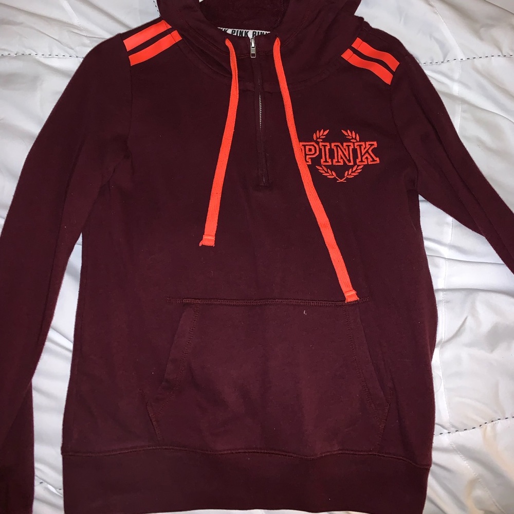 Maroon & orange VS Pink hooded quarter zip, xs
